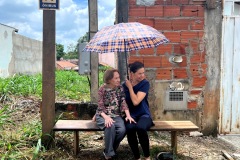 Dona Laura Cardoso e Bianca Rinaldi durante gravação em Salto